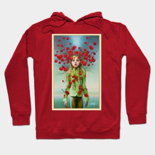 Pop surrealism painting of a girl with poppies Hoodie